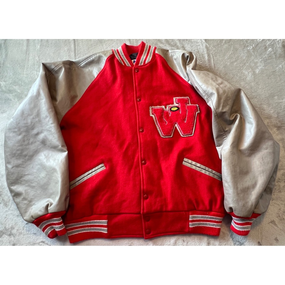 Meca Sportswear Varsity Jacket Mens 3XL Red Grey Wool Leather Letterman USA